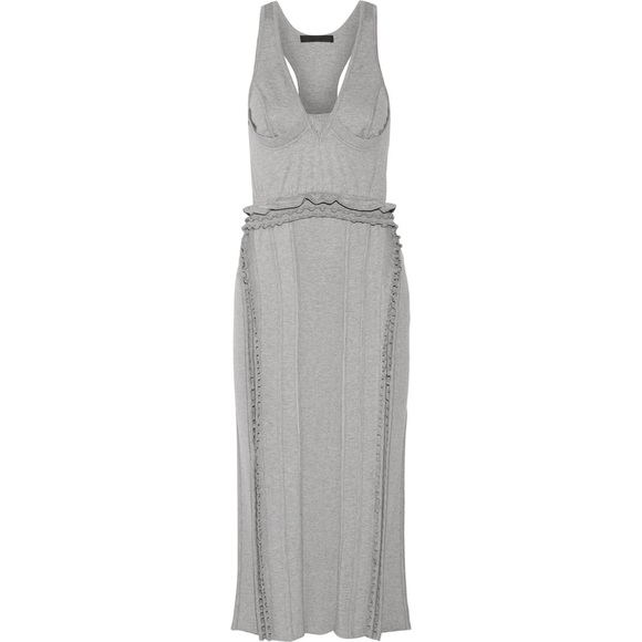 ALEXANDER WANG Ruffle Jersey Grey Dress Sz 4 - Picture 5 of 11